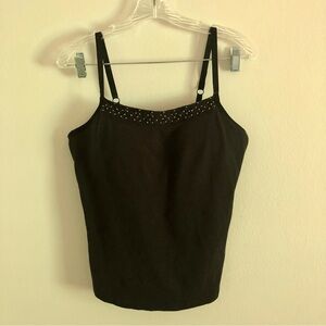 Vintage Plus Size Basic Edition Black Beaded Padded Cami Tank Top